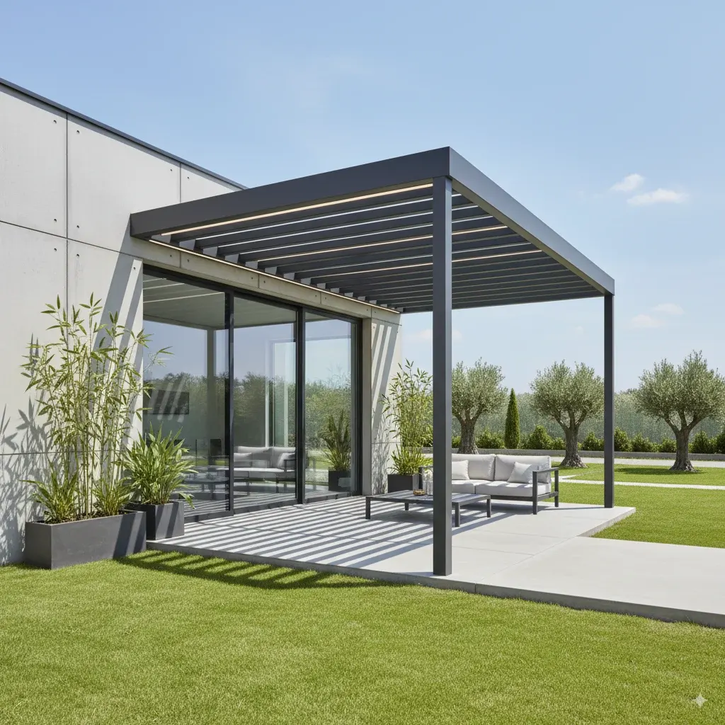 une belle maison avec une pergola moderne