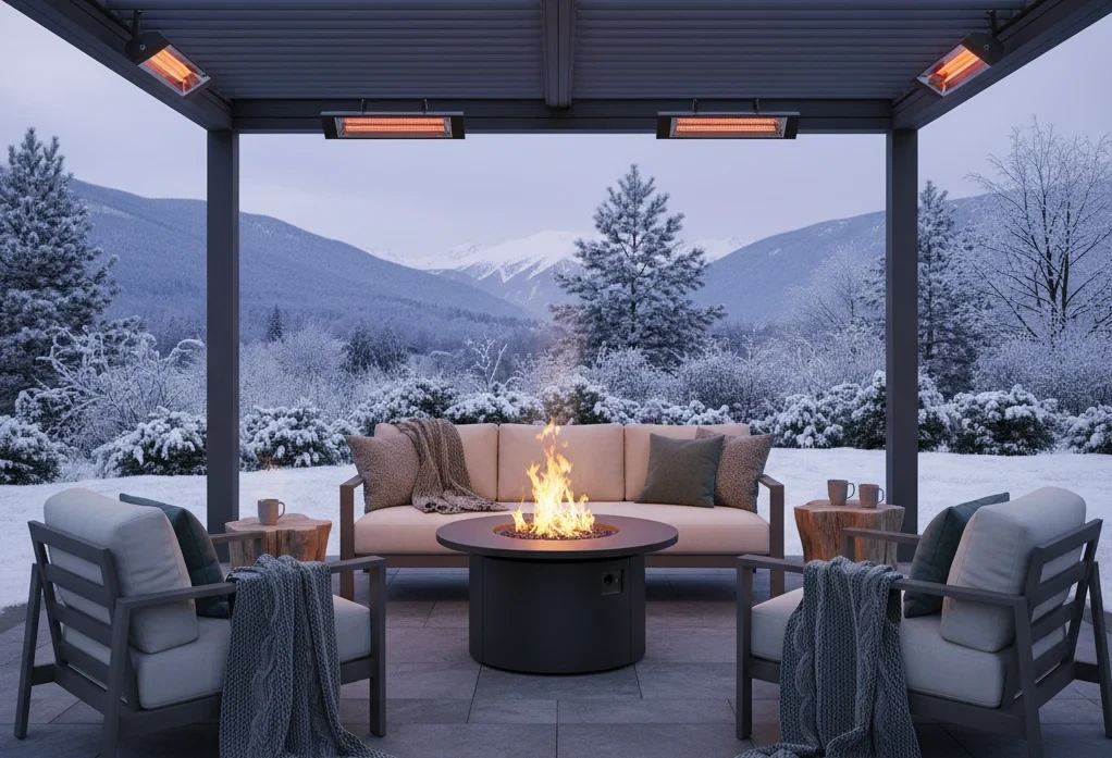 illustration d'une pergola en hiver