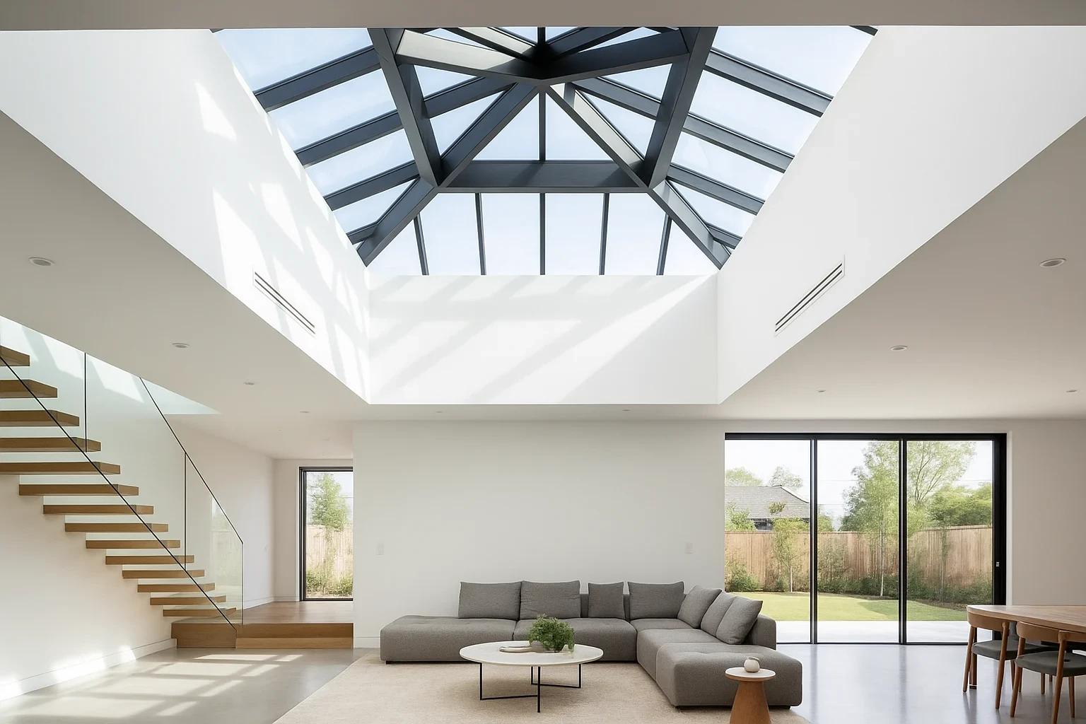 un puit de lumière en structure métallique dans une maison